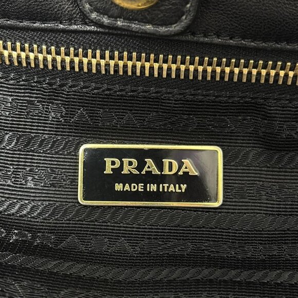 Auth PRADA - Black Nylon Leather Tote Bag - Picture 9 of 10